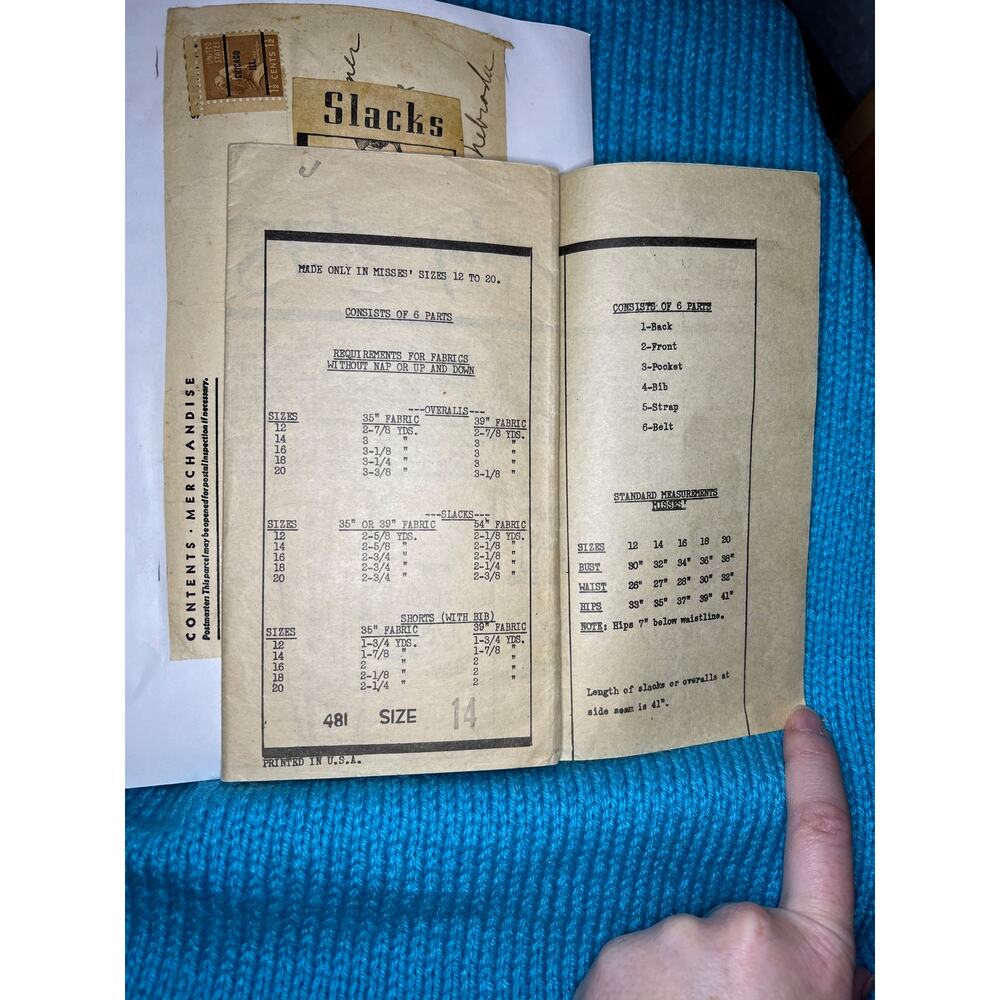Nebraska Farmer Pattern womens overalls wide leg 1940s size 14 - Picture 6 of 8